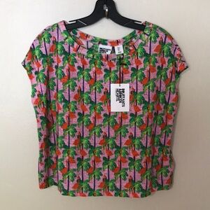 NEW Bouffants &‎ Broken Hearts Tropical Linen Top